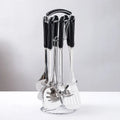 7-Piece Stainless Steel Kitchen Utensil Set with Ceramic Handle – Heat Resistant, Easy to Clean, Great for Cooking, Serving, and Everyday Kitchen Use 7Pcs Black