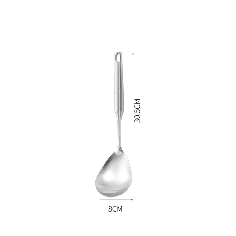 Stainless Steel Kitchen Utensils Set – Long 304 Stainless Steel Cooking Utensil Set, Includes Ladle, Whisk, Tongs, Spatula, Skimmer, Turner, Pasta Server & More, Heat-Resistant & Dishwasher Safe, Available in 3 Sizes