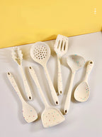 7-Piece Silicone Cooking Utensil Set – Food-Grade Silicone, Long Handle Soup Ladle, Skimmer, Stir Fry Spatula, Slotted Spatula, Spaghetti Server, Rice Spoon, Spoon Spatula, High Temperature Resistant, Great for Cooking and Baking