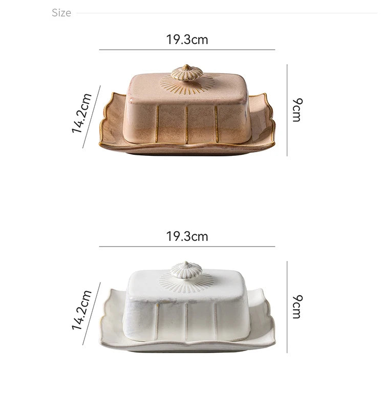 Enamel Butter & Cheese Dish with Lid | Retro Style | 19.3x14.2cm | 3 Colours