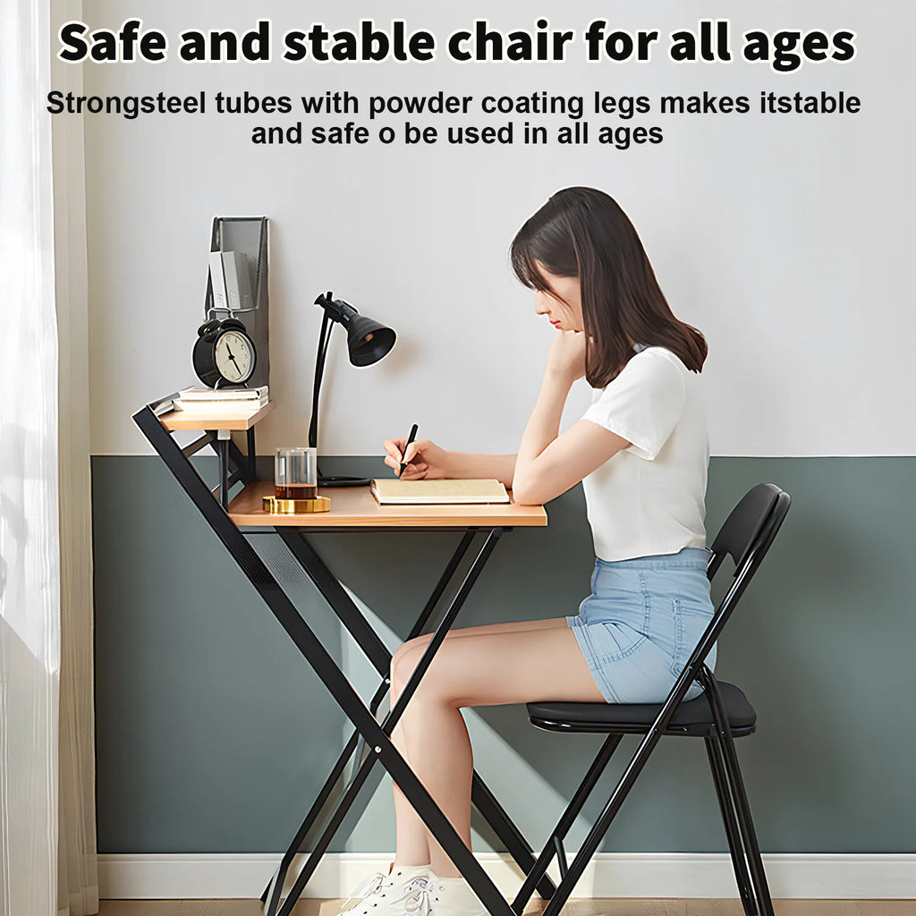 PU Leather Folding Chair with Padded Seat & Metal Frame | 2 Colours