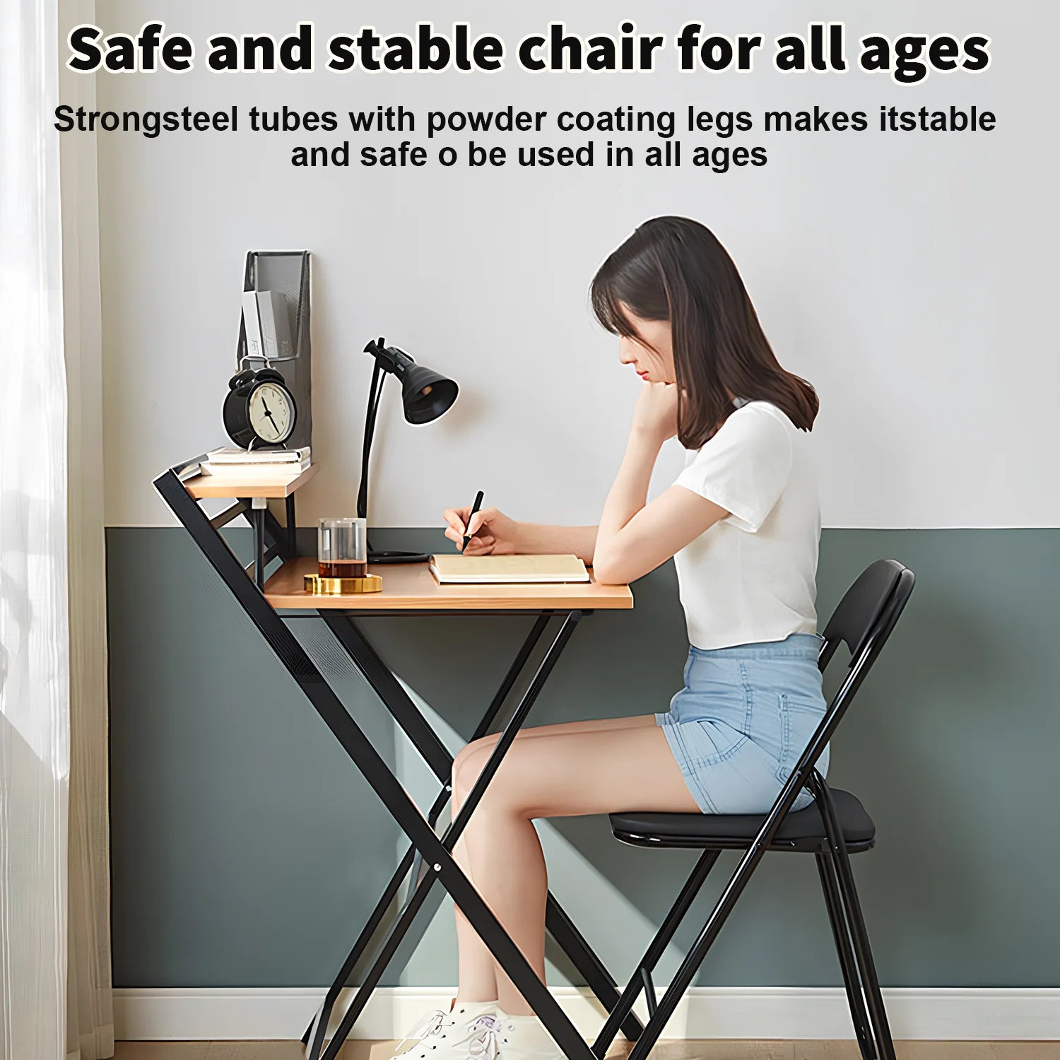 PU Leather Folding Chair with Padded Seat & Metal Frame | 2 Colours