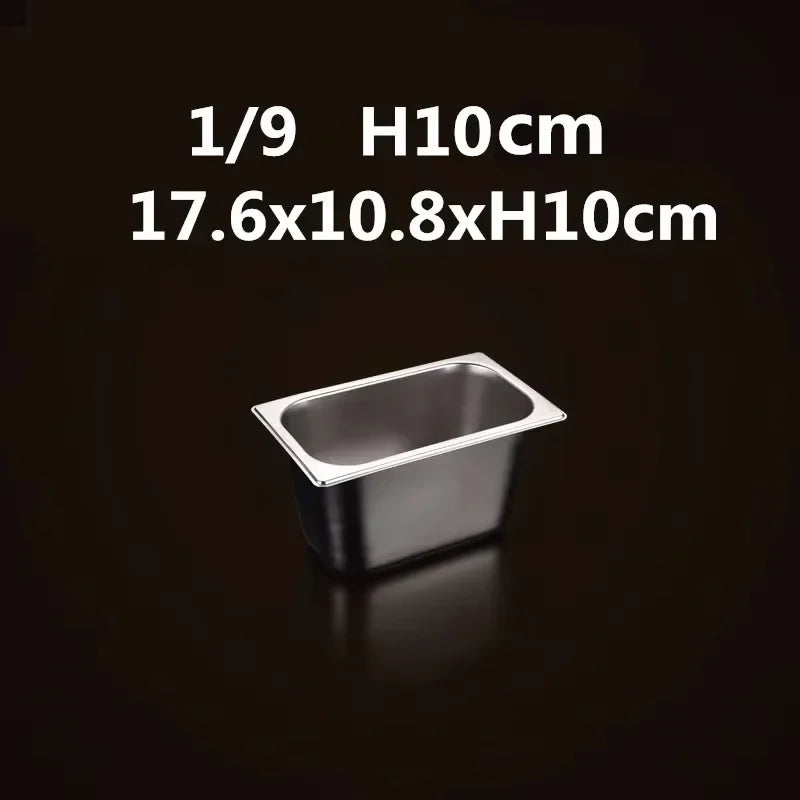304 Stainless Steel Gastronorm GN Food Pans with Lids – 1/9, 1/6, 1/4, 1/3 & 1/2 Sizes for Buffet, Chafing & Catering 1-9 17.5x11xH9.7cm