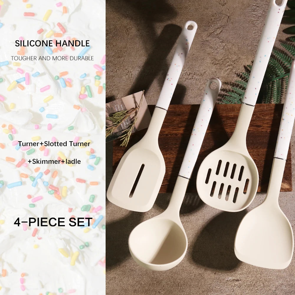 4-Piece Food Grade Silicone Spatula Set – Heat Resistant, Non-Stick Safe Ivory