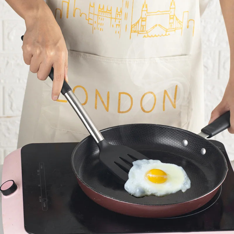 Silicone Kitchen Utensils Set with Stainless Steel Handles – Non-Stick, Heat-Resistant Cooking Utensils for Everyday Cooking & Baking, Available in 4 Colours & Multiple Set Sizes
