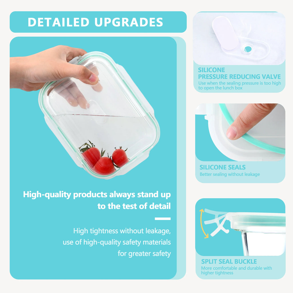 Borosilicate Glass Food Storage Containers with Snap-Lock Lids – BPA-Free, Microwave & Dishwasher Safe, Stackable, Available in 2, 4 & 6-Pack