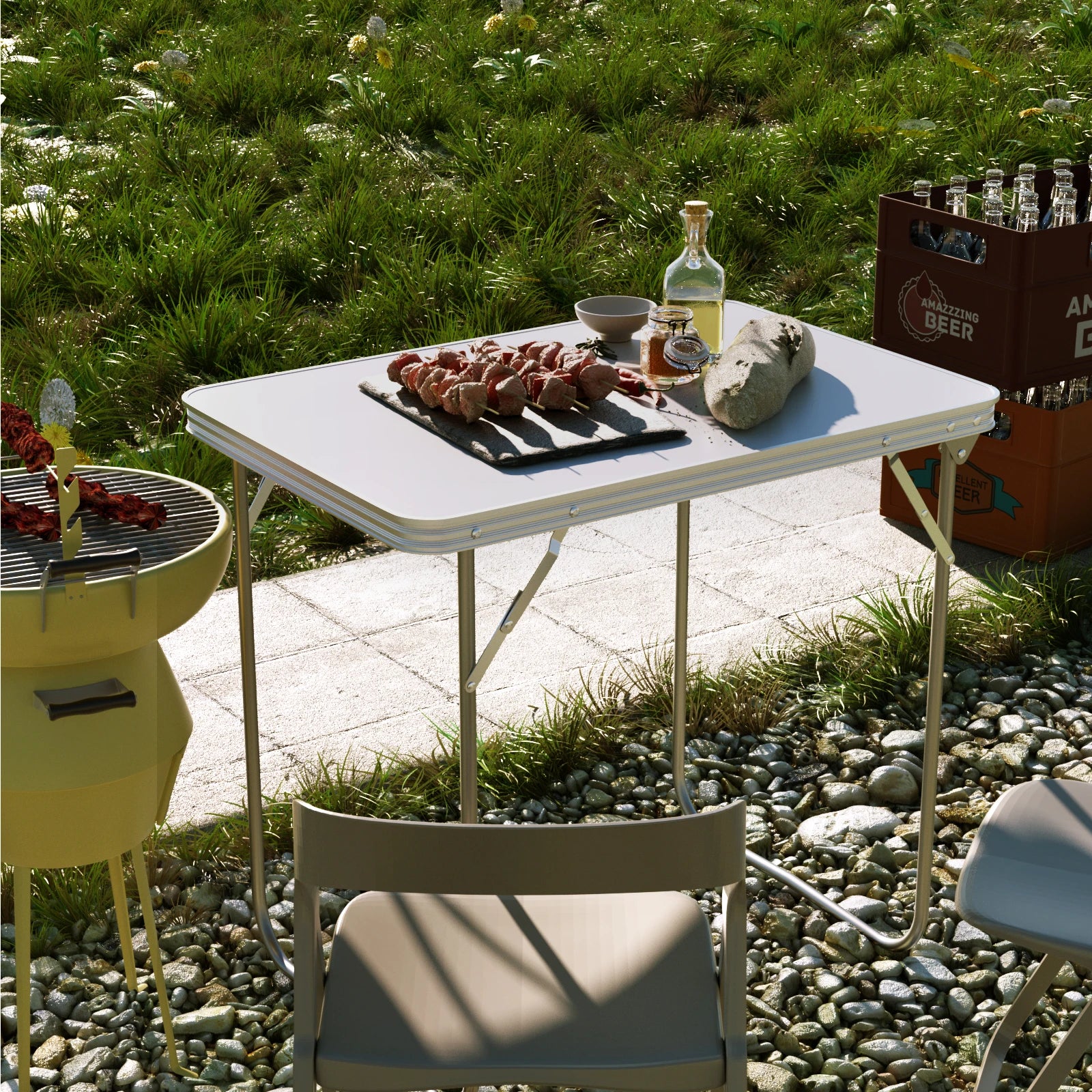 Adjustable Height Folding Table | Aluminium & MDF | 9 Size Options | Indoor & Outdoor