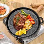 Round 34cm Iron Grill Pan Nonstick Pan With Handles Griddle For Gas Stove Home Outdoor Travel