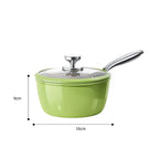 Green Ceramic Non-Stick Saucepan with Glass Lid & Stainless Steel Handle – Compatible with Induction and Gas Stoves, Ideal for Boiling Soup, Making Noodles, and Heating Milk, Available in 18cm/20cm