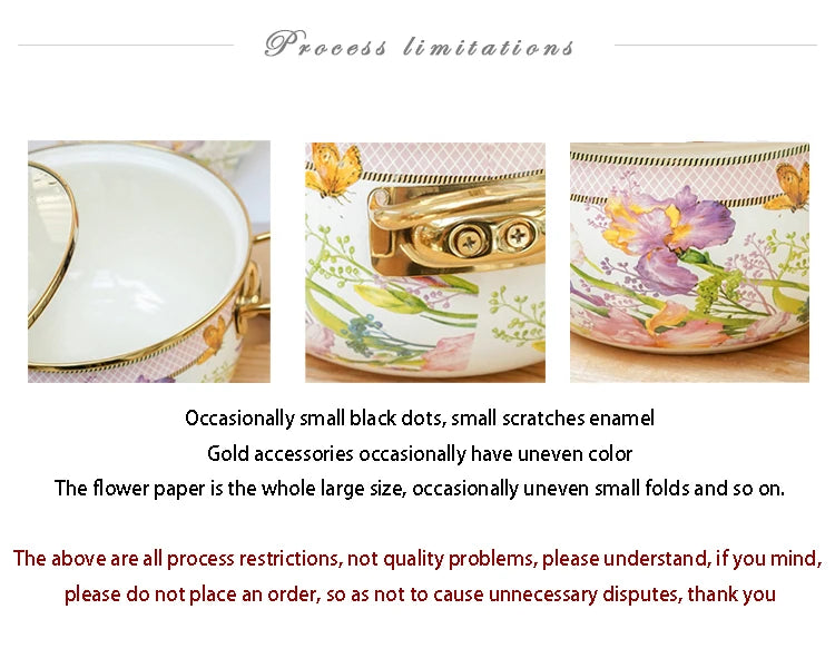 Retro Floral Enamel Stew Pot with Lid | Double Handle | 2 Designs | 2.8L–5L