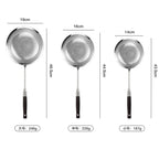 304 Stainless Steel Fine Mesh Kitchen Skimmer Strainer with Non-Slip Anti-Scald Wooden Handle, Great for Deep Frying, Noodles, Dumplings, Pasta & Vegetables, Oil Filtering & Draining, Available in 14cm, 16cm & 19cm Sizes