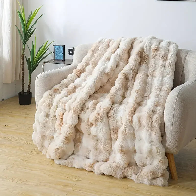 Faux Rabbit Fleece Throw Blanket | Soft & Warm | 100% Polyester TIE DYE BROWN UNITED KINGDOM