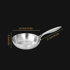 Stainless Steel Uncoated Skillets with Ergonomic Long Handles Suitable for Searing and Sauteing Available in 24cm, 26cm, 28cm & 30cm