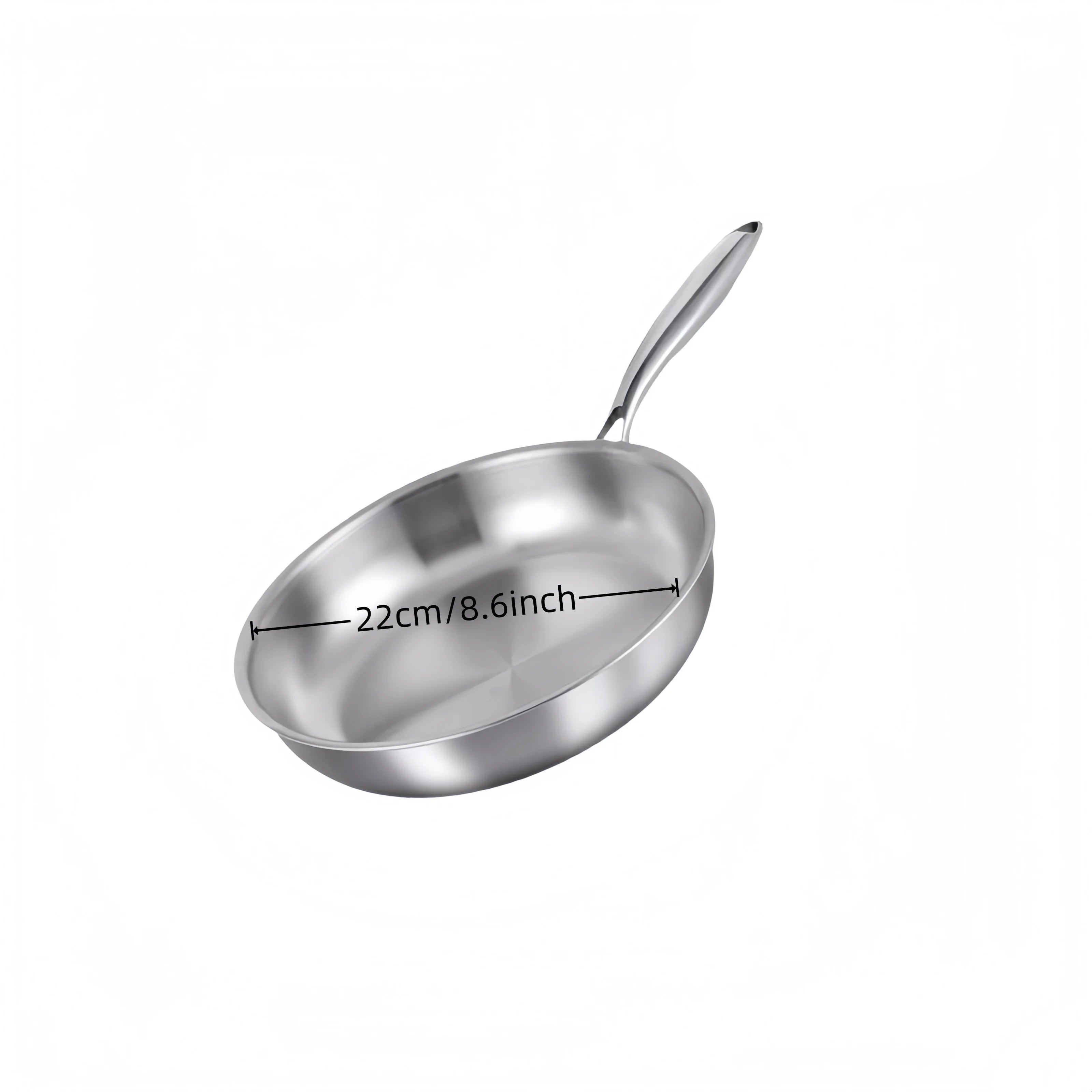 Stainless Steel Frying Pan | Uncoated | Ideal for Searing, One-Pan Meals & Everyday Cooking on Gas & Induction 22cm