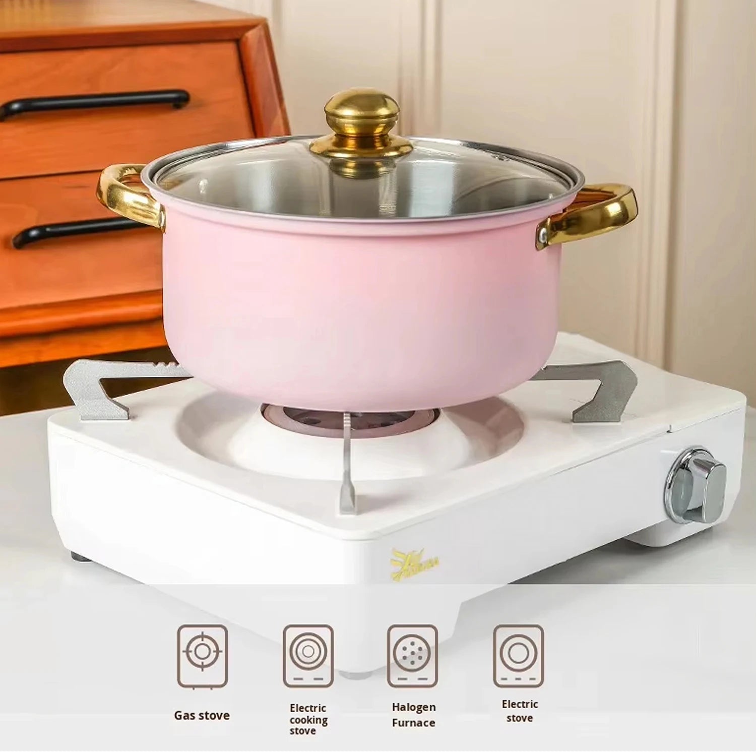 16-Piece Pink Stainless Steel Cookware & Kitchenware Set – Cooking Pots and Stockpots with Glass Lids, Silicone Kitchen Utensils, Stylish Cookware for Everyday Cooking