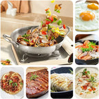 Honeycomb-Textured Stainless Steel Hybrid Wok & Stir-Fry Pan with Double Handles – Large Nonstick Pan, Available in 24cm/28cm
