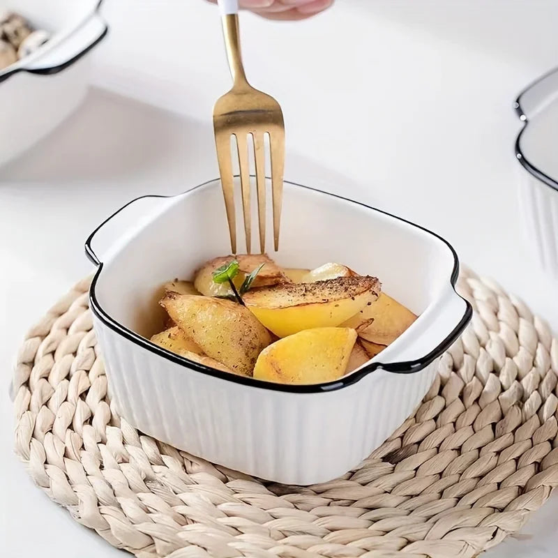 4-Piece Small Ceramic Baking Dishes with Handles – Air Fryer, Oven, Microwave & Dishwasher Safe, Great for Baking, Desserts, and Everyday Use