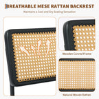 Rattan Back Dining Chair with Velvet Seat | Wooden Legs | 3 Colours