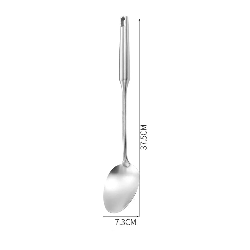 13-Piece Stainless Steel Kitchen Utensils Set – Long 304 Stainless Steel Cooking Utensil Set, Includes Ladle, Whisk, Tongs, Spatula, Skimmer, Turner, Pasta Server & More, Heat-Resistant & Dishwasher Safe