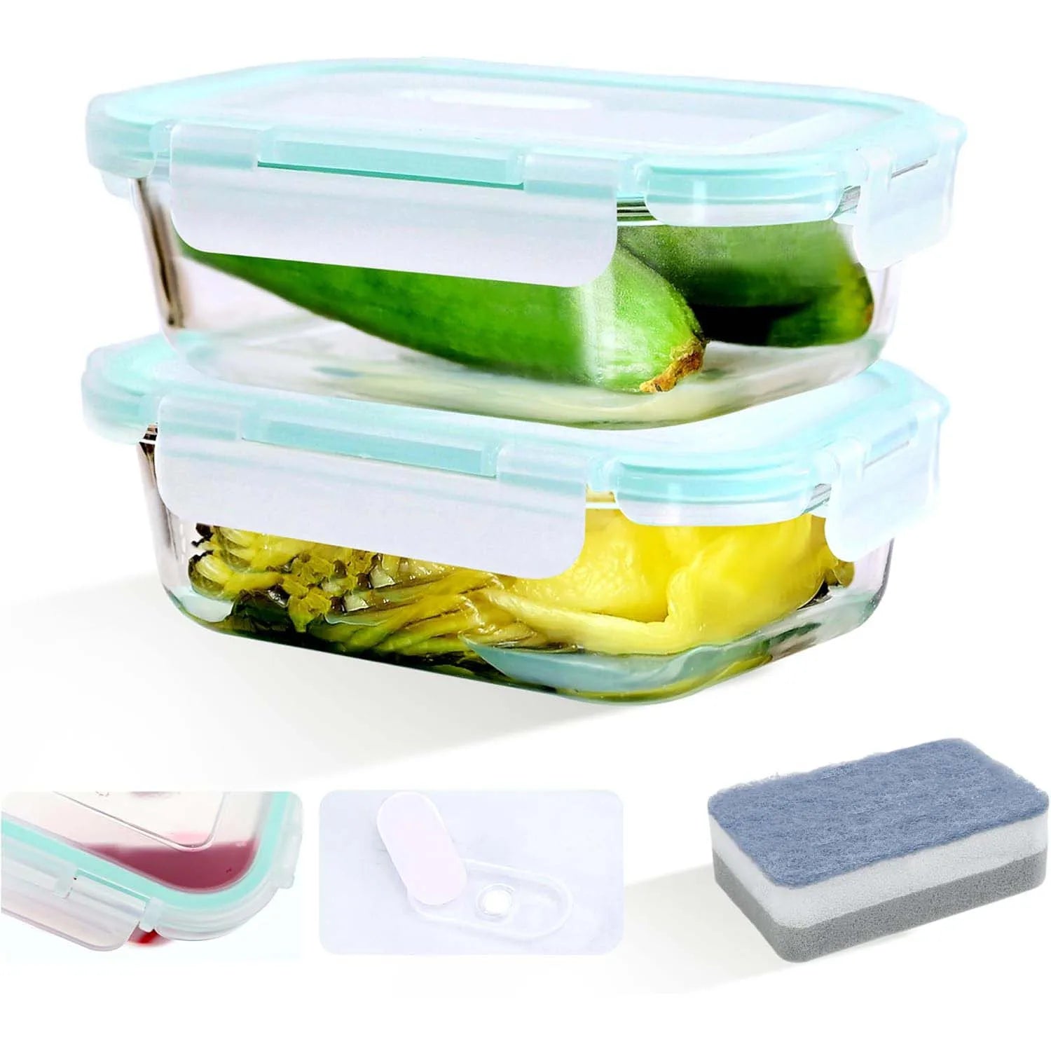 Borosilicate Glass Food Storage Containers with Snap-Lock Lids – BPA-Free, Microwave & Dishwasher Safe, Stackable, Available in 2, 4 & 6-Pack