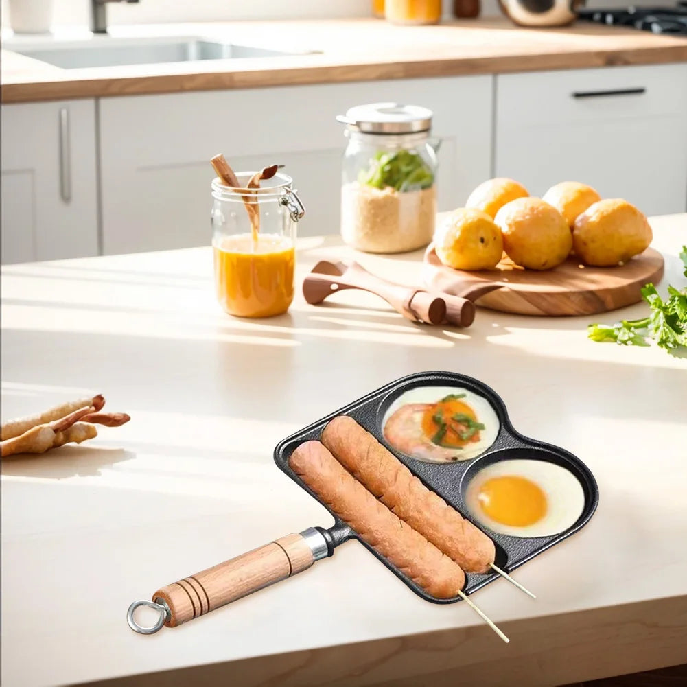 Egg Frying Pan Nonstick 4 Section Skillet With Heat Resistant Handle Cooking Pan Divided Pan Gas Induction Compatible