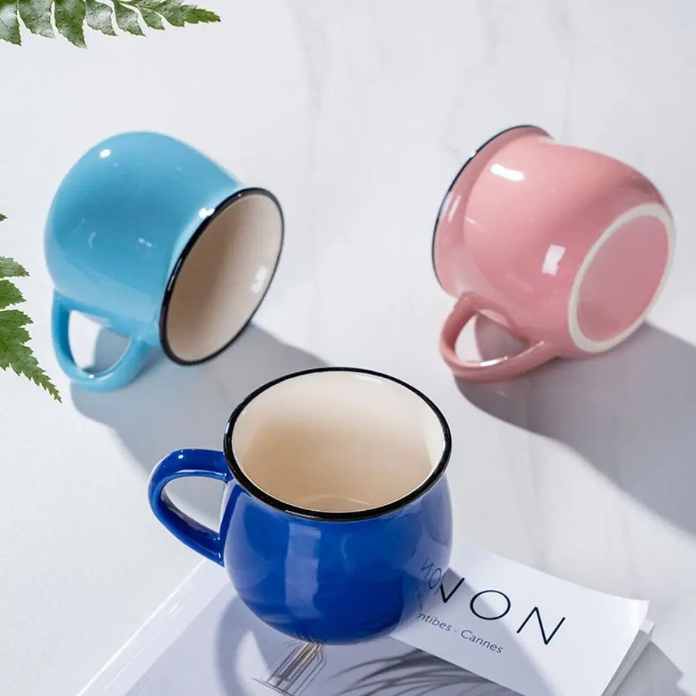 Nordic Ceramic Coffee Mug & Tea Cup – Solid Colour, Vintage Style, Available in 300ml & 400ml, Multiple Colours