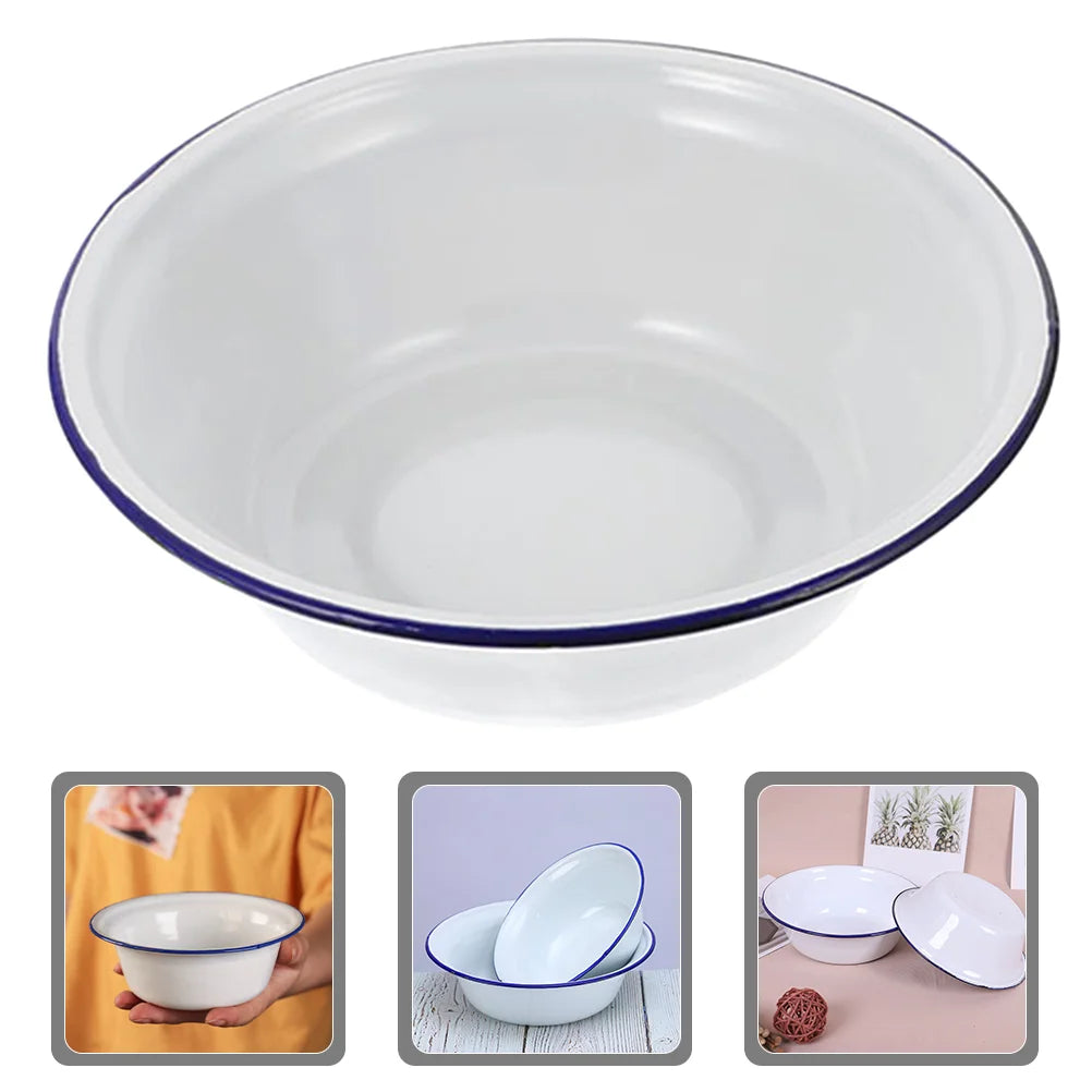 White Enamel Mixing Bowl | Retro Style | 2 Sizes