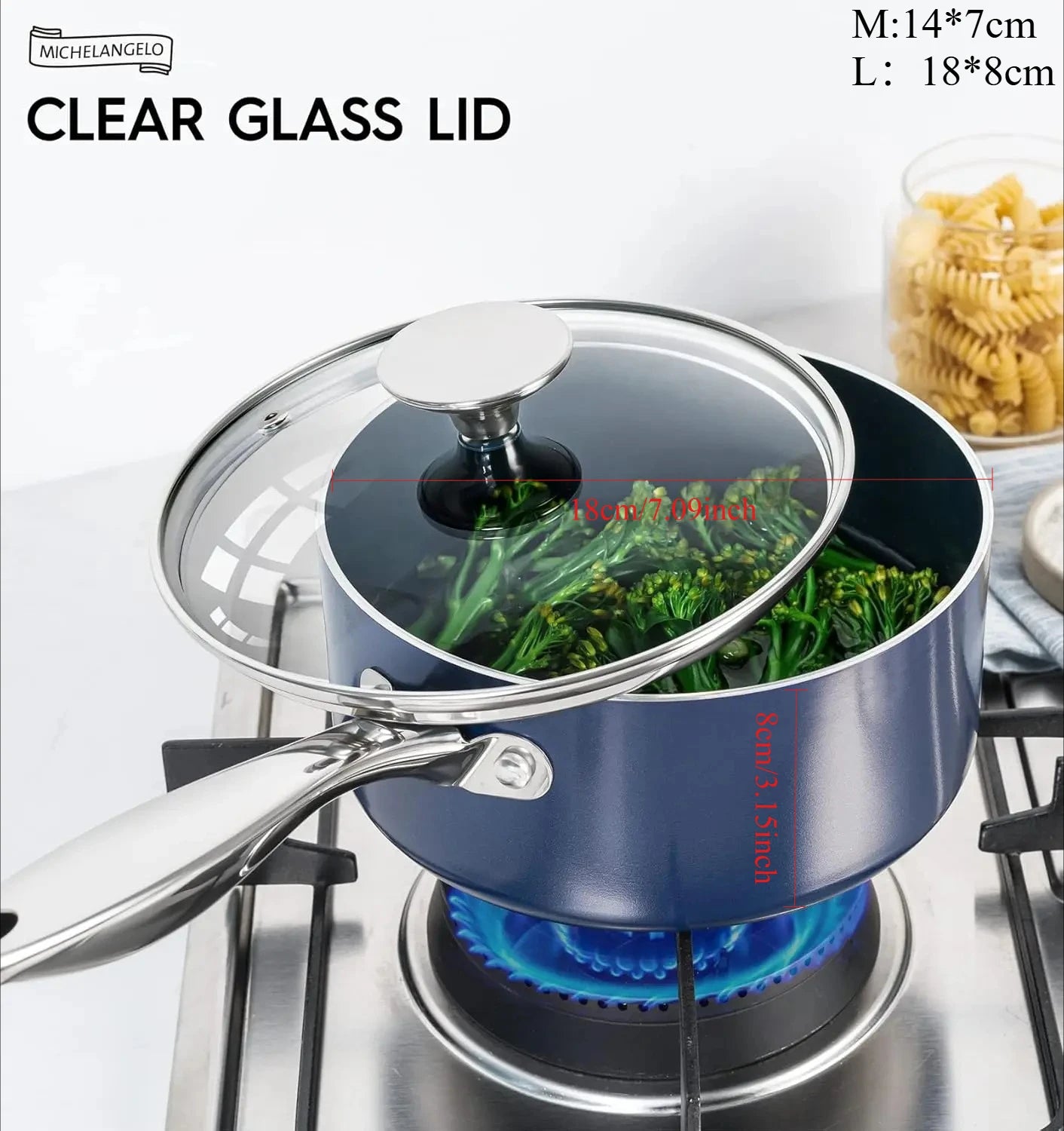 Ceramic Nonstick Saucepan with Lid – Pressed Aluminium, 2-Layer Ceramic Coating, Induction Compatible, Ideal for Soups, Sauces, and Everyday Cooking
