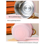 16-Piece Pink Stainless Steel Cookware & Kitchenware Set – Cooking Pots and Stockpots with Glass Lids, Silicone Kitchen Utensils, Stylish Cookware for Everyday Cooking