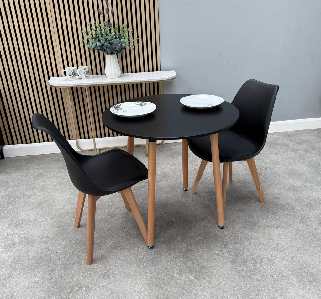 Round Dining Set of 2 Black Pack of 2 Black