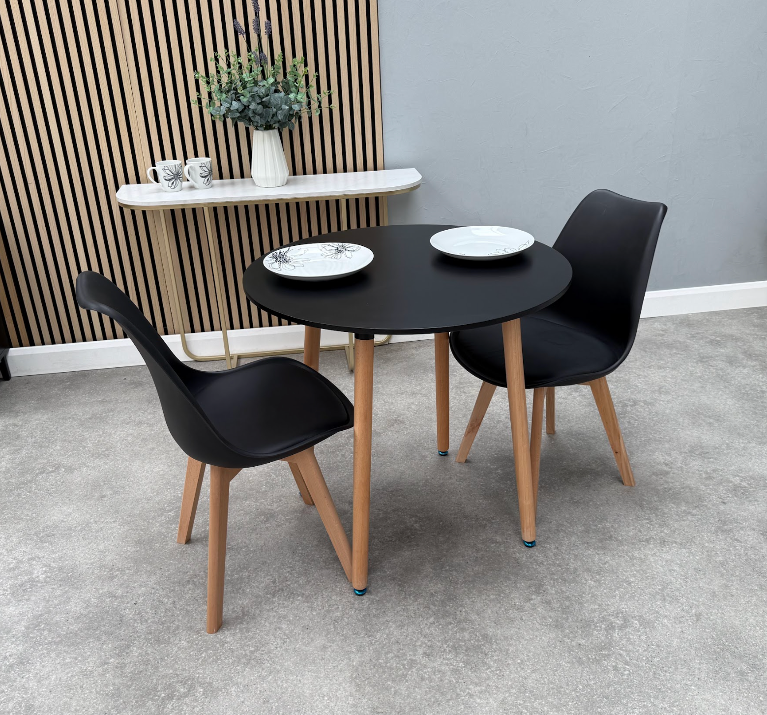 Round Dining Set of 2 Black Pack of 2 Black