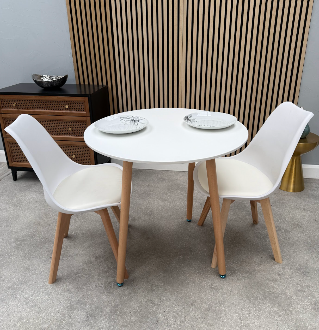 Round Dining Set of 2 White Pack of 2 White