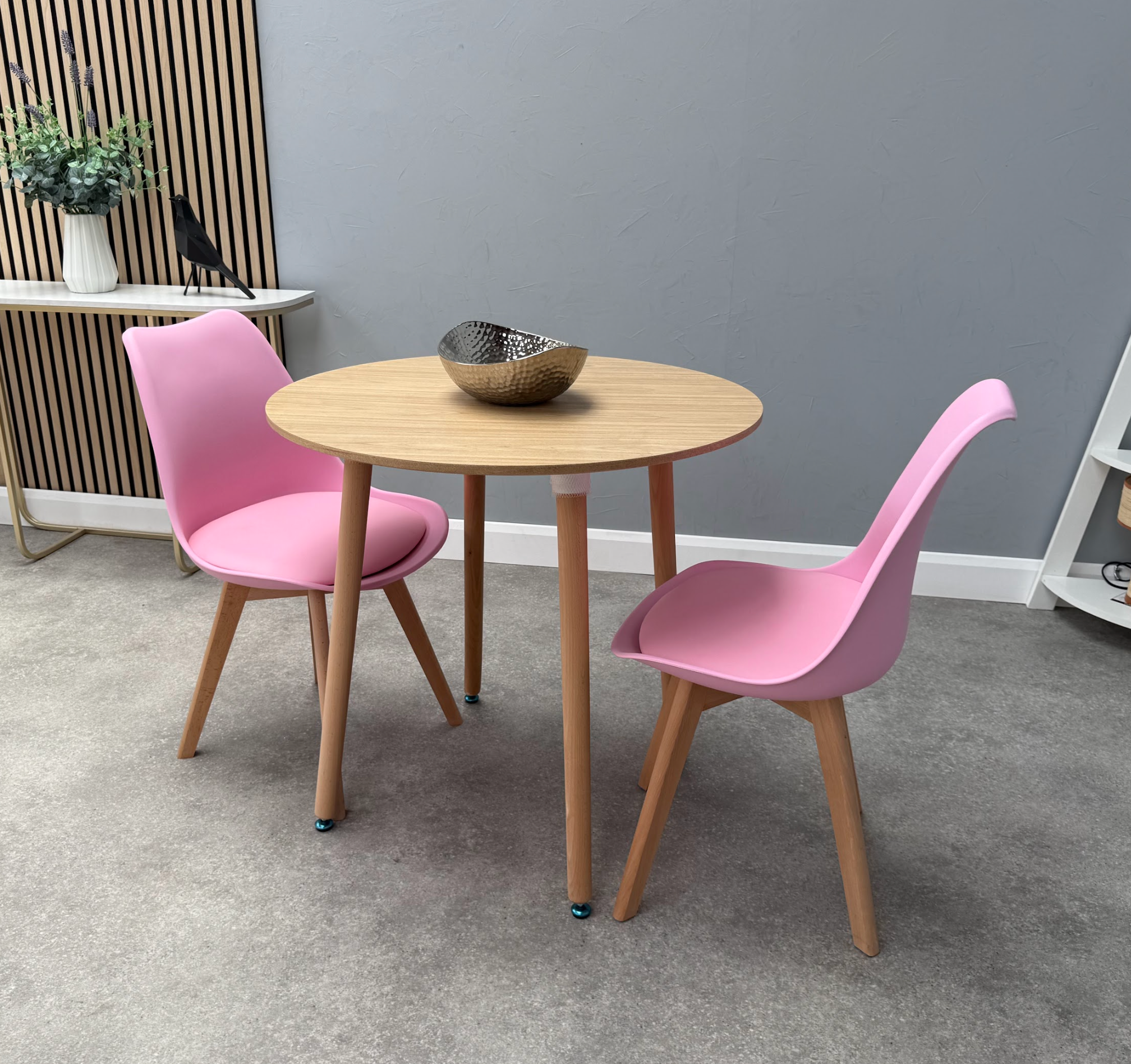 Round Dining Set of 2 Pink Pack of 2 Oak