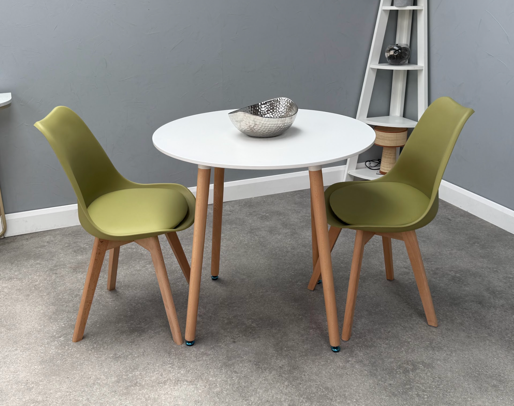 Round Dining Set of 2 Lime Green Pack of 2 White
