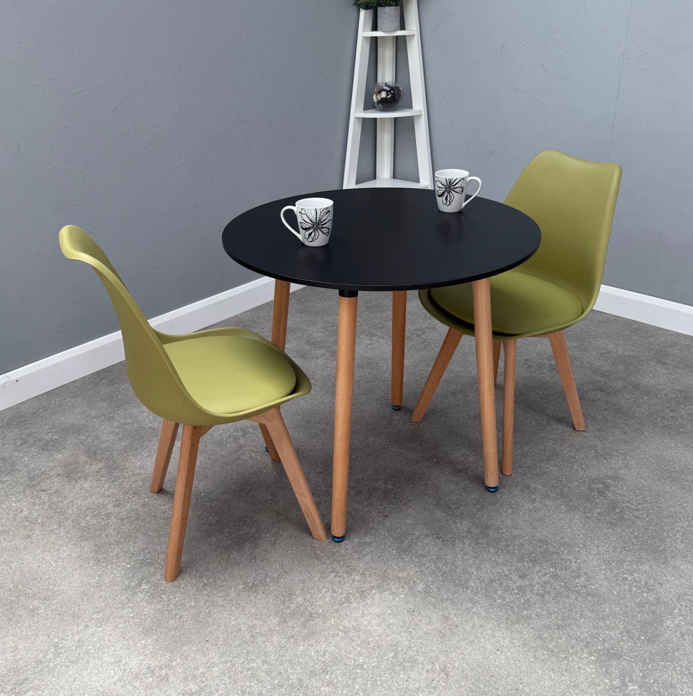 Round Dining Set of 2 Lime Green Pack of 2 Black