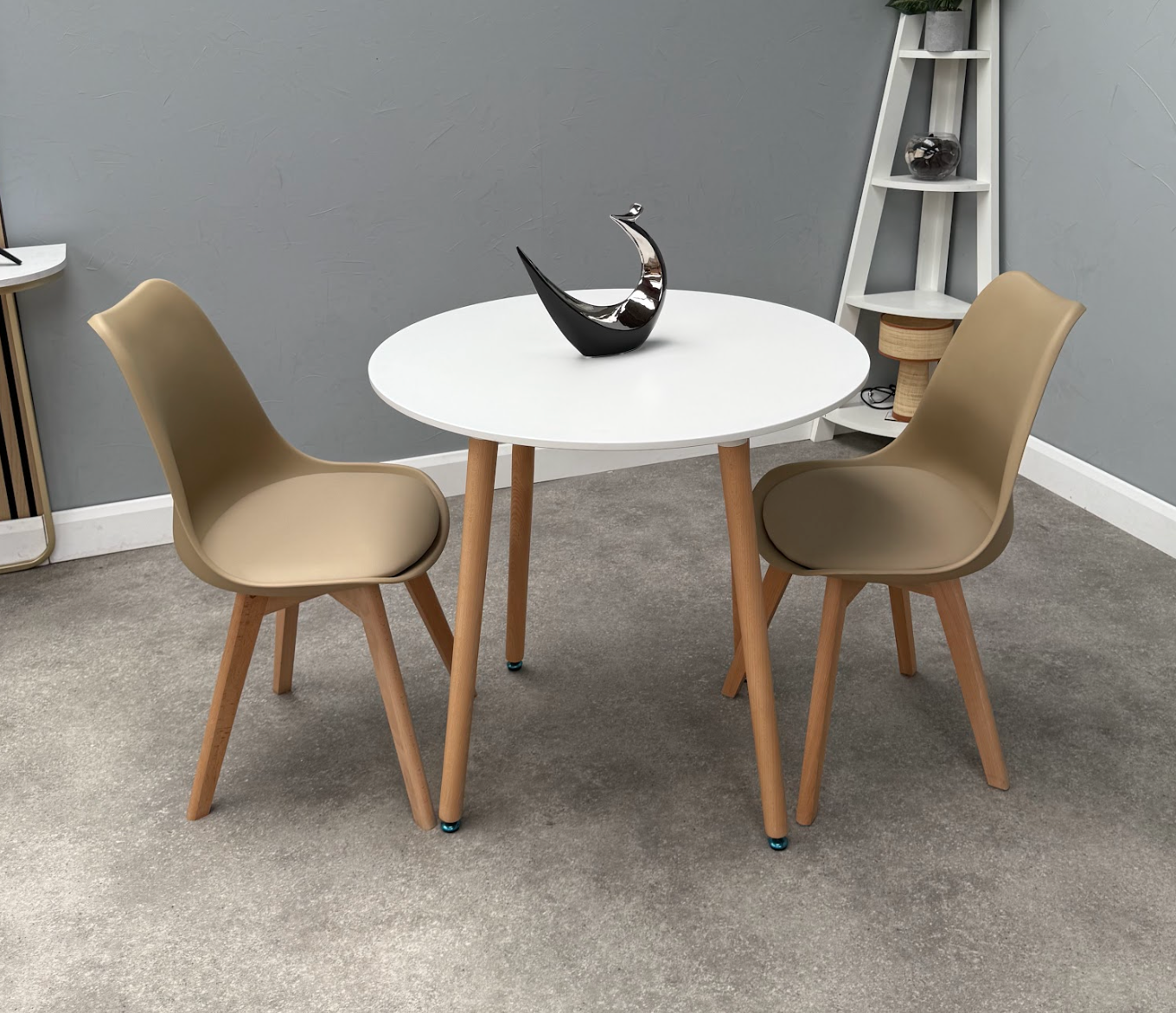 Round Dining Set of 2 Vanilla Pack of 2 White