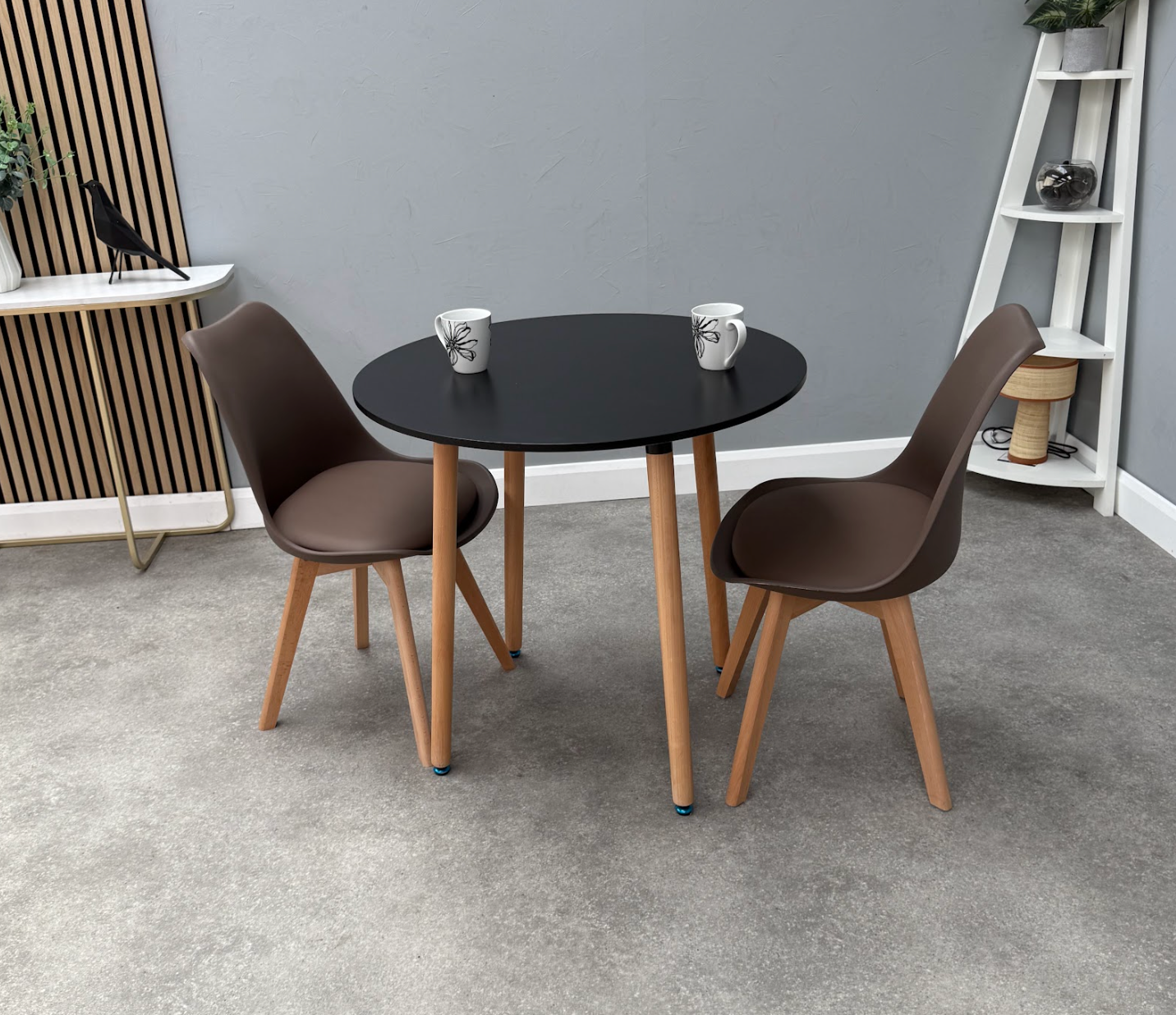 Round Dining Set of 2 Brown Pack of 2 Black
