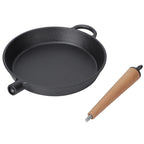 Pre-Seasoned Black Cast Iron Frying Pan Skillet with Removable Wooden Handle – Heavy-Duty Steak Pan for Searing, Frying & Sautéing