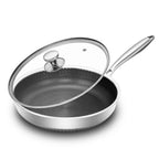 30cm Hybrid Nonstick Frying Pan | 316 Stainless Steel Deep Skillet with Glass Lid | Gas, Electric & Induction Compatible silver United Kingdom
