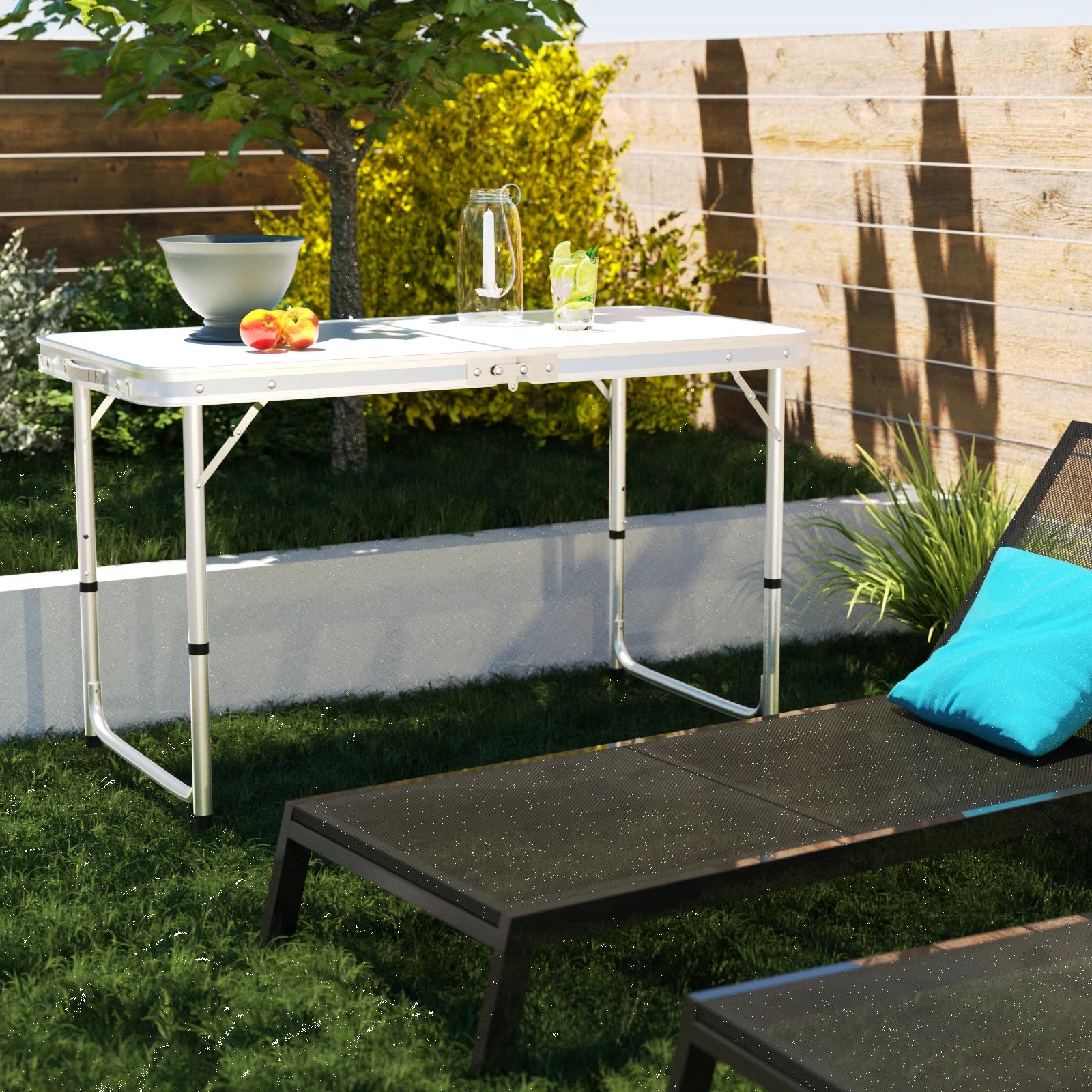 4ft Aluminium Folding Camping Table | 3 Height Settings | 120x60cm