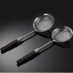 304 Stainless Steel Fine Mesh Kitchen Skimmer Strainer with Non-Slip Anti-Scald Wooden Handle, Great for Deep Frying, Noodles, Dumplings, Pasta & Vegetables, Oil Filtering & Draining, Available in 14cm, 16cm & 19cm Sizes