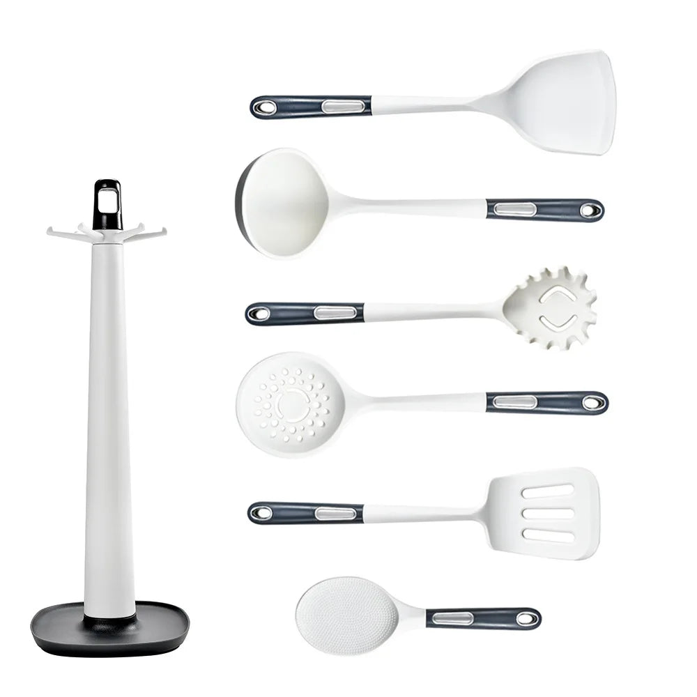 Silicone Kitchen Utensil Set with ABS Handle – Heat Resistant, Non-Stick Safe, Eco-Friendly, Great for Cooking, Baking, and Everyday Kitchen Use 6-Piece Set