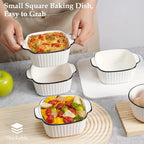 4-Piece Small Ceramic Baking Dishes with Handles – Air Fryer, Oven, Microwave & Dishwasher Safe, Great for Baking, Desserts, and Everyday Use