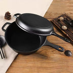 Heavy-Duty 2-in-1 Cast Iron Combo – Pre-Seasoned 10-Inch Dutch Oven (3 Quart Capacity) with Reversible Frying Pan Lid, Multi-Purpose Cookware for Bread, Roasting & Everyday Cooking