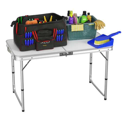 4ft Aluminium Folding Camping Table | 3 Height Settings | 120x60cm