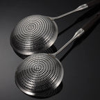 304 Stainless Steel Fine Mesh Kitchen Skimmer Strainer with Non-Slip Anti-Scald Wooden Handle, Great for Deep Frying, Noodles, Dumplings, Pasta & Vegetables, Oil Filtering & Draining, Available in 14cm, 16cm & 19cm Sizes