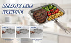 Perforated Stainless Steel Grill Basket with Detachable Handle – Rectangular BBQ Tray for Grilling Vegetables, Fish, and Meat, Ideal for Outdoor Cooking, Food-Grade Stainless Steel, Anti-Rust, Multi-Use, Easy Cleaning