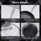 30cm Hybrid Nonstick Frying Pan | 316 Stainless Steel Deep Skillet with Glass Lid | Gas, Electric & Induction Compatible