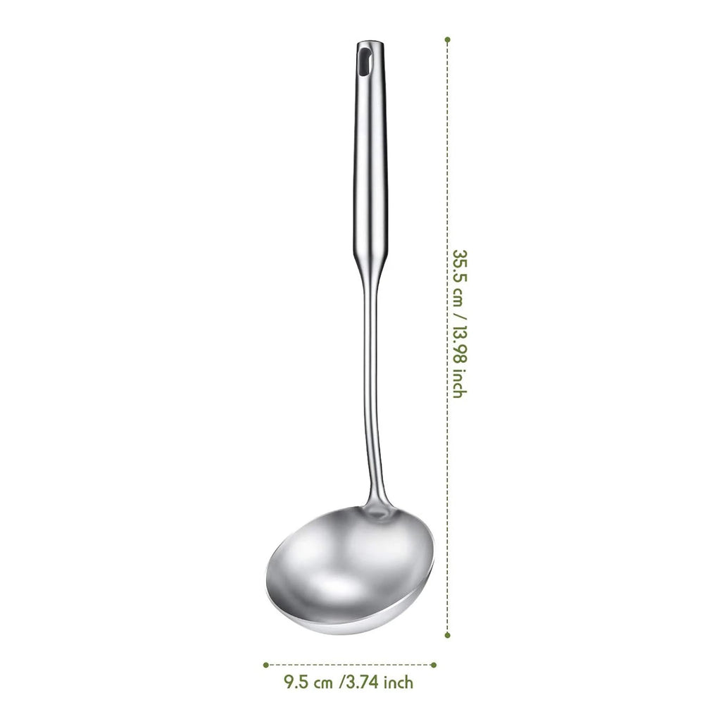 Stainless Steel Kitchen Utensils Set – Includes Wok Spatula (Turner) & Skimmer, Ladle, Heat-Resistant for Everyday Cooking Convenience