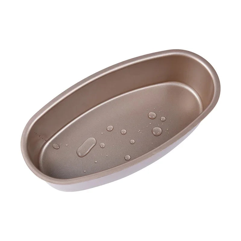 Oval Non-Stick Aluminium Baking Pan | Bread Loaf & Cheesecake Tin | 23x11x5.5cm | 2 Colours Gold